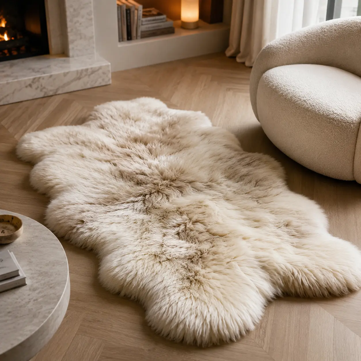 Natural fur rug